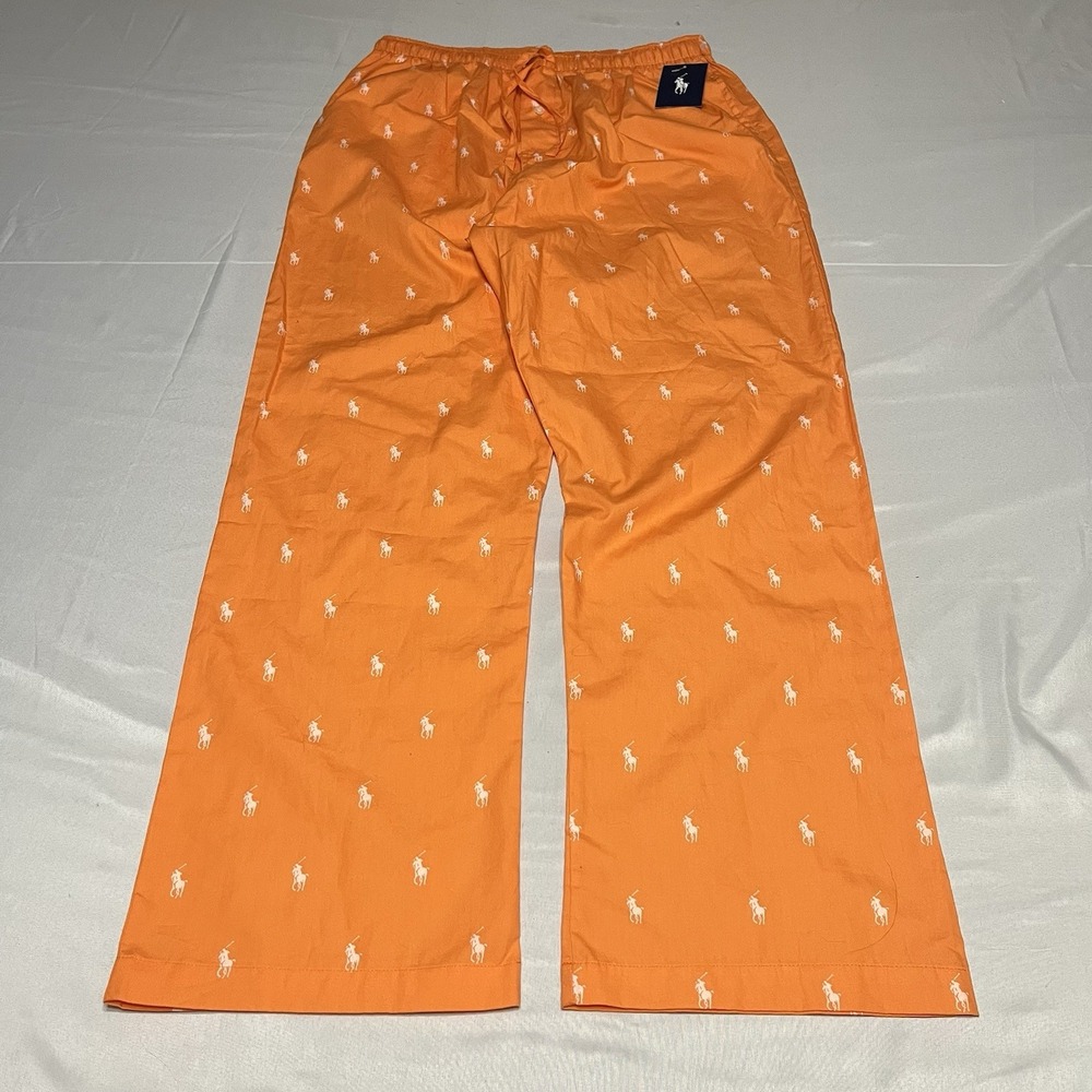 Polo Ralph Lauren Pajama Lounge Pants Men's Medium Orange Pony AOP NWT READ*